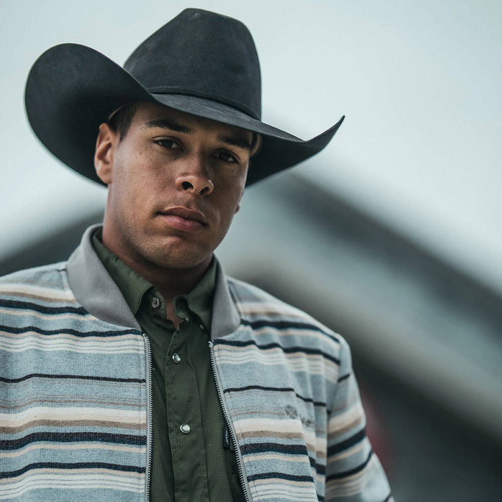 "Ozona" Hooey Bomber Jacket Grey/Stripe Pattern 6 "Ozona" Hooey Bomber Jacket Grey/Stripe Pattern - Image 4