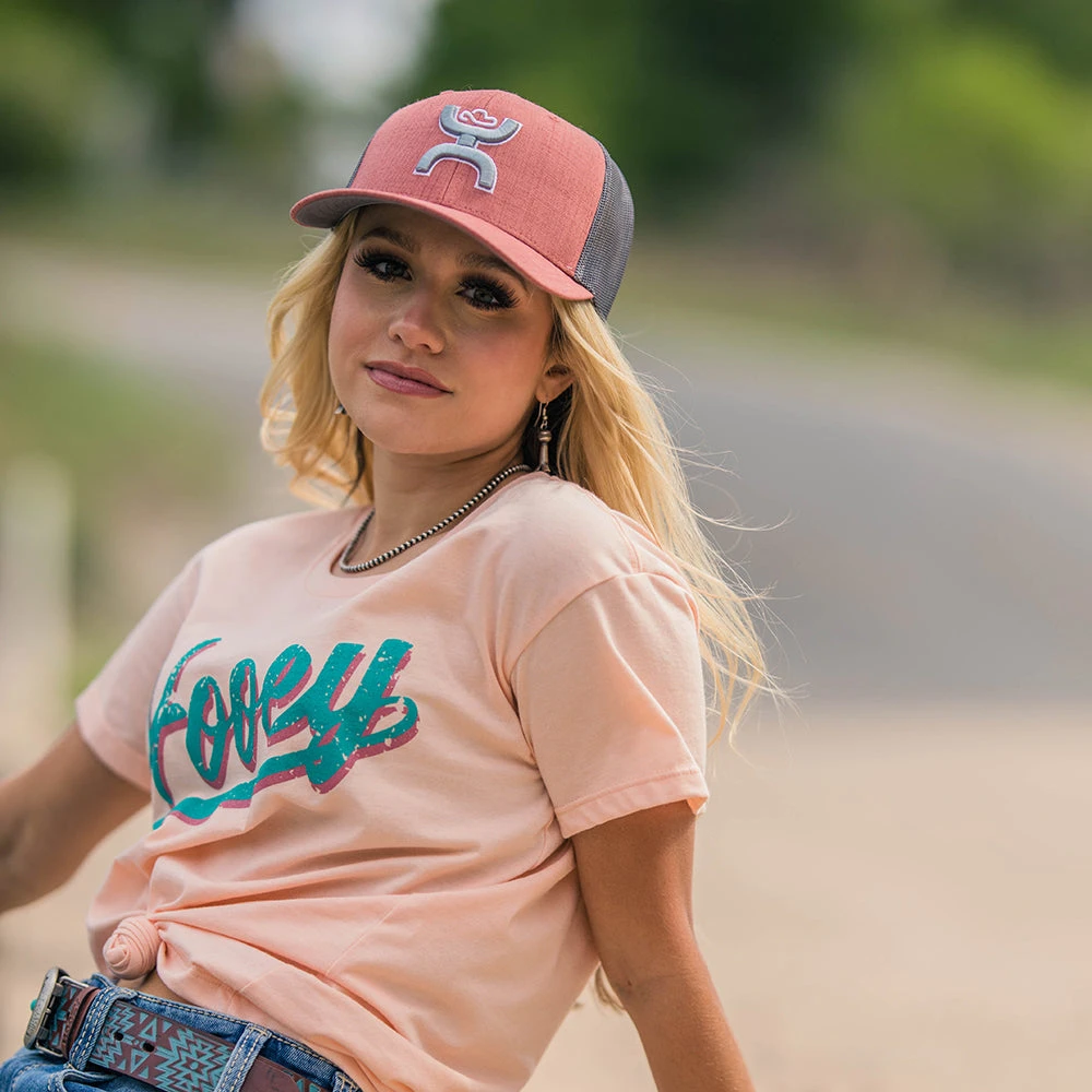 "Hooey Varsity" Peach W/Teal Logo T-shirt 5 "Hooey Varsity" Peach W/Teal Logo T-shirt - Image 3