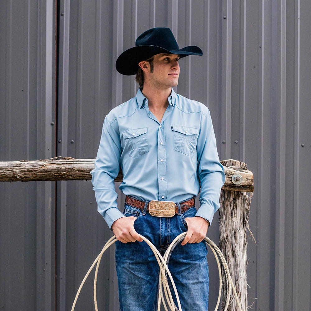 HOOey "Sol" Ashley Blue Long Sleeve Pearl Snap Shirt 5 HOOey "Sol" Ashley Blue Long Sleeve Pearl Snap Shirt - Image 3