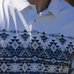 HOOey "The Weekender" White / Blue W/Aztec Pattern Polo -HOOey Shop 2R5A8623