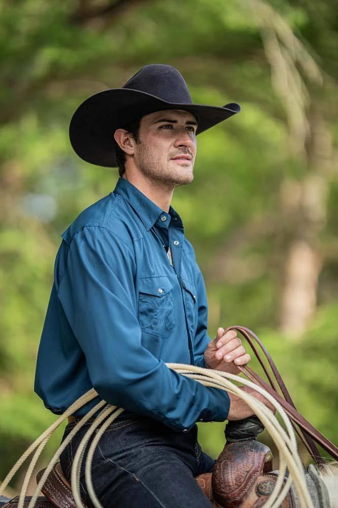 HOOey "Sol" Navy Long Sleeve Pearl Snap Shirt 5 HOOey "Sol" Navy Long Sleeve Pearl Snap Shirt - Image 3