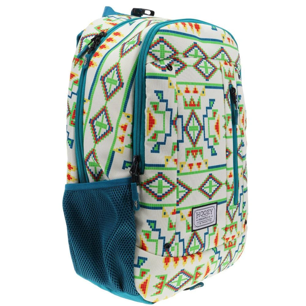 "Rockstar" Cream/Teal W/Breaded Pattern Hooey Backpack 5 "Rockstar" Cream/Teal W/Breaded Pattern Hooey Backpack - Image 3