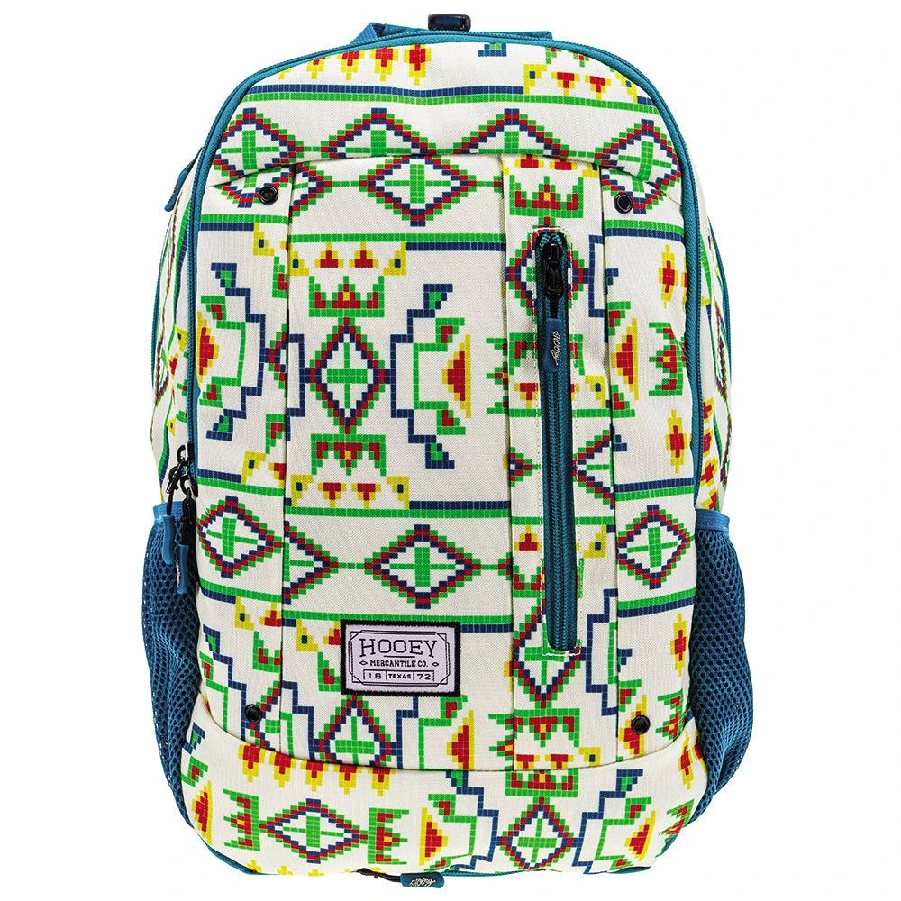 "Rockstar" Cream/Teal W/Breaded Pattern Hooey Backpack 3 "Rockstar" Cream/Teal W/Breaded Pattern Hooey Backpack