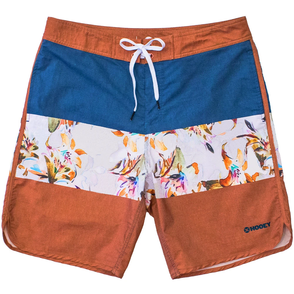 HOOey Youth "Shaka" Blue/Orange W/ Floral Pattern Board Shorts 3 HOOey Youth "Shaka" Blue/Orange W/ Floral Pattern Board Shorts