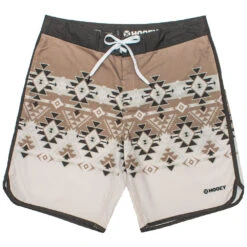 HOOey "Shaka" Brown/Cream W/Aztec Pattern Board Shorts