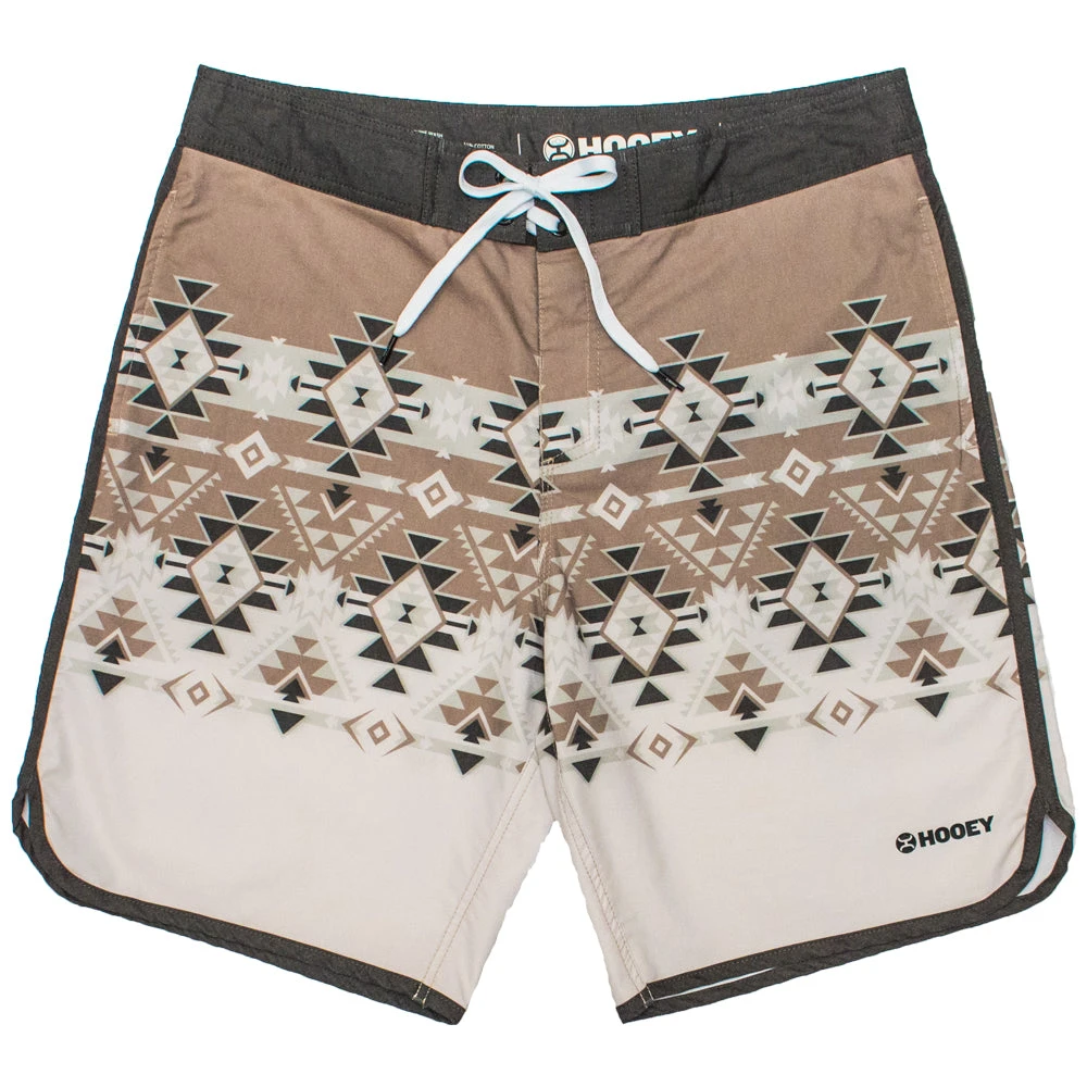 HOOey "Shaka" Brown/Cream W/Aztec Pattern Board Shorts 3 HOOey "Shaka" Brown/Cream W/Aztec Pattern Board Shorts