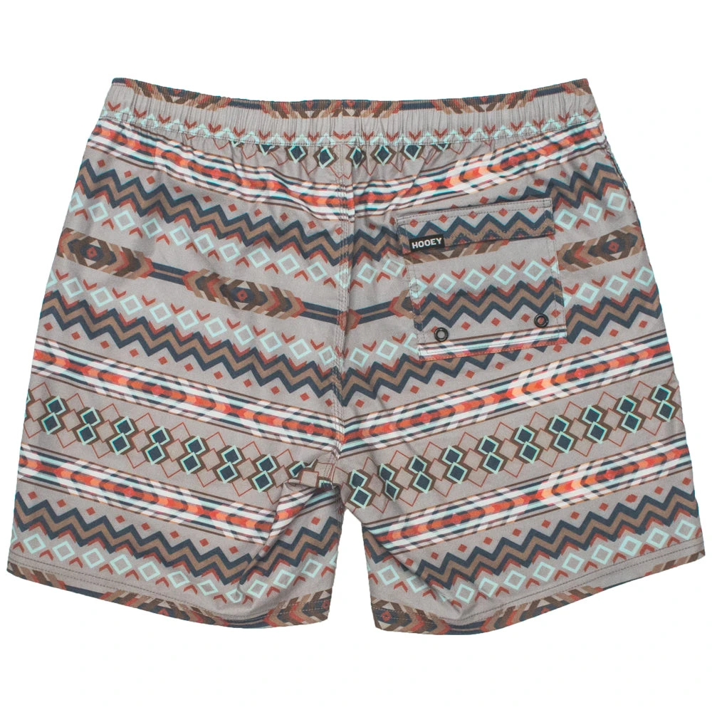 HOOey "Bigwake" Grey/Red/Blue Aztec Pattern Board Shorts 4 HOOey "Bigwake" Grey/Red/Blue Aztec Pattern Board Shorts - Image 2