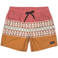 HOOey "Bigwake" Red/Orange W/Aztec Pattern Board Shorts