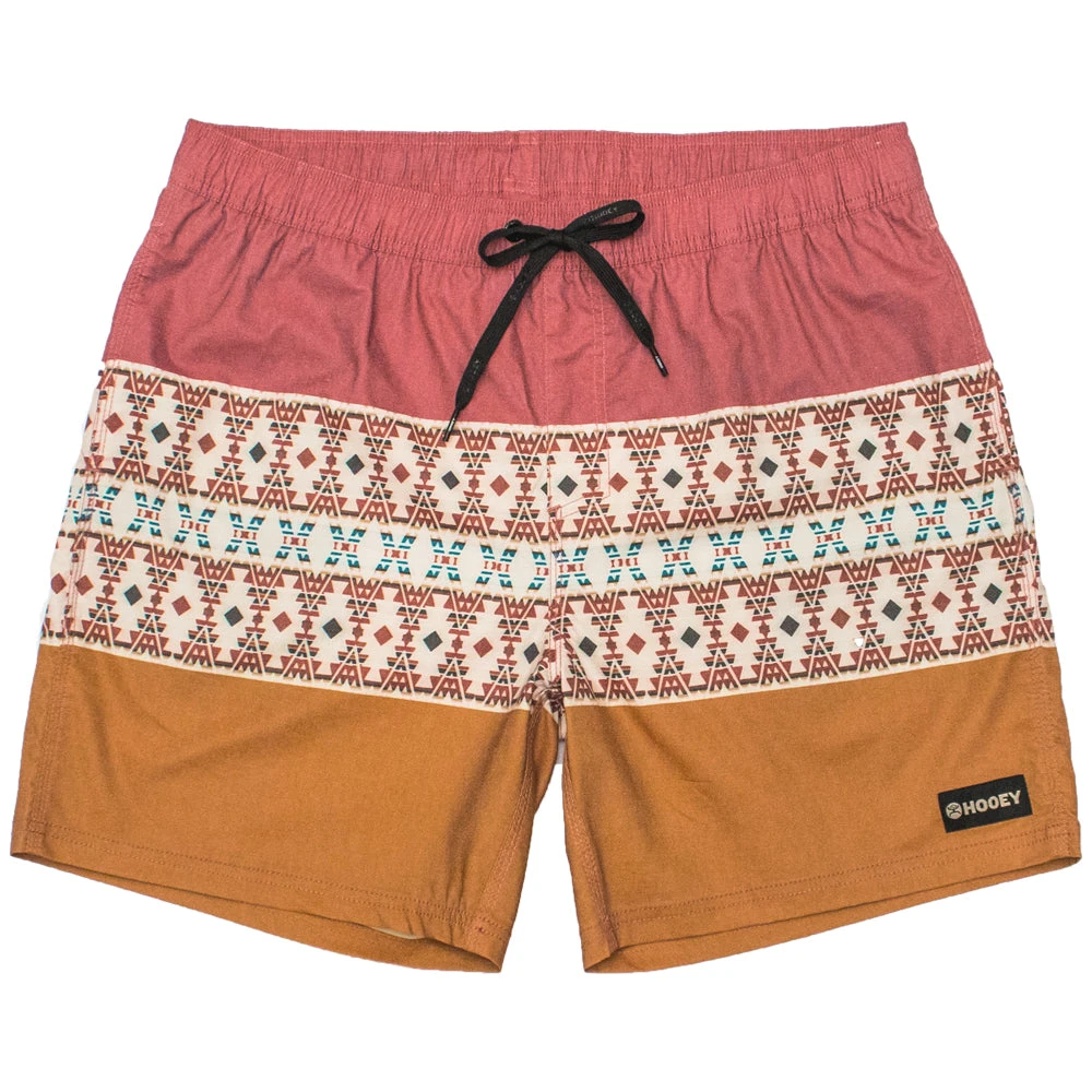 HOOey "Bigwake" Red/Orange W/Aztec Pattern Board Shorts 3 HOOey "Bigwake" Red/Orange W/Aztec Pattern Board Shorts