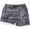 HOOey "Bigwake" Black/White Bandana Pattern Board Shorts W/ Liner 2 HOOey "Bigwake" Black/White Bandana Pattern Board Shorts W/ Liner -HOOey Shop HB2022bkwh front edited