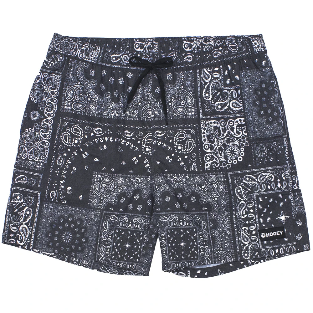 HOOey "Bigwake" Black/White Bandana Pattern Board Shorts W/ Liner 4 HOOey "Bigwake" Black/White Bandana Pattern Board Shorts W/ Liner - Image 2