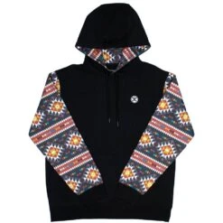 HOOey "Summit" Black W/Red & Tan Aztec Pattern Hoody