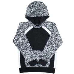 HOOey Youth "Savannah" Black W/ White Cheetah Print Hoody