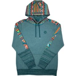 HOOey "Canyon" Teal W/Multi Color Pattern Hoody