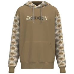 HOOey "Lock-Up" Hoody Tan W/Cream/Black/Tan Aztec Pattern