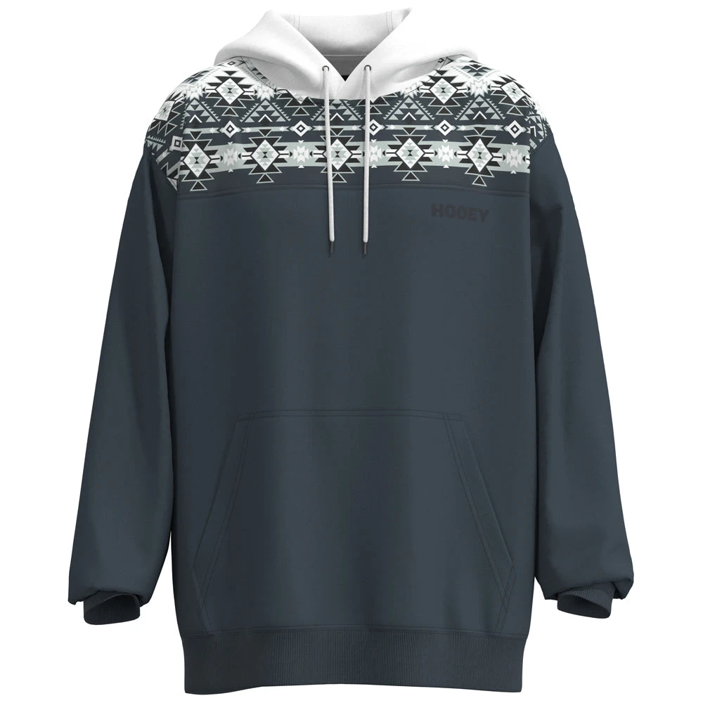 HOOey "Ridge" Hoody White/Denim W/Aztec Pattern 3 HOOey "Ridge" Hoody White/Denim W/Aztec Pattern