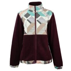 HOOey "Ladies Tech Fleece Jacket" Burgundy W/Multi-Color Print