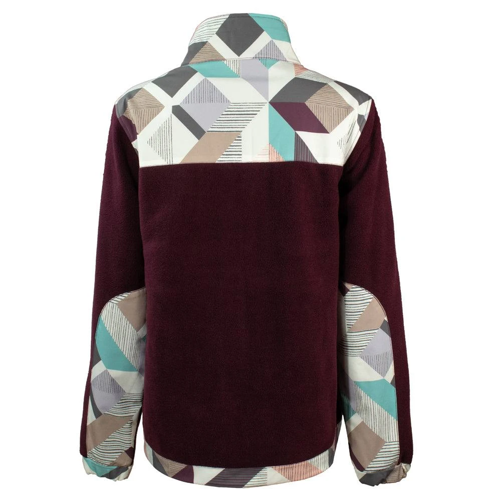 HOOey "Ladies Tech Fleece Jacket" Burgundy W/Multi-Color Print 4 HOOey "Ladies Tech Fleece Jacket" Burgundy W/Multi-Color Print - Image 2