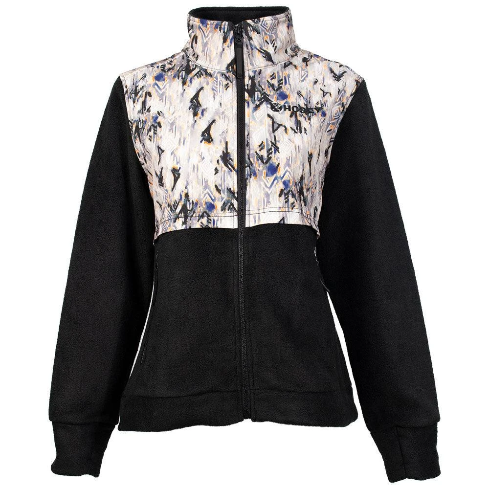 HOOey "Ladies Tech Fleece Jacket" Black W/Aztec Pattern 3 HOOey "Ladies Tech Fleece Jacket" Black W/Aztec Pattern