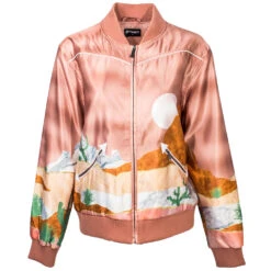 "Hooey Ladies Bomber Jacket" Pink With Desert Landscape