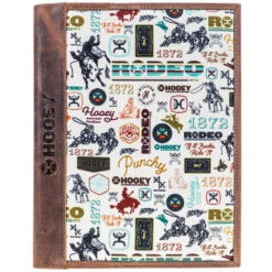 "Hooey Rodeo" Leather Notebook Cover Cream Rodeo Pattern