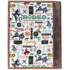 "Hooey Rodeo" Leather Notebook Cover Cream Rodeo Pattern -HOOey Shop HNC23 1CSpring202302
