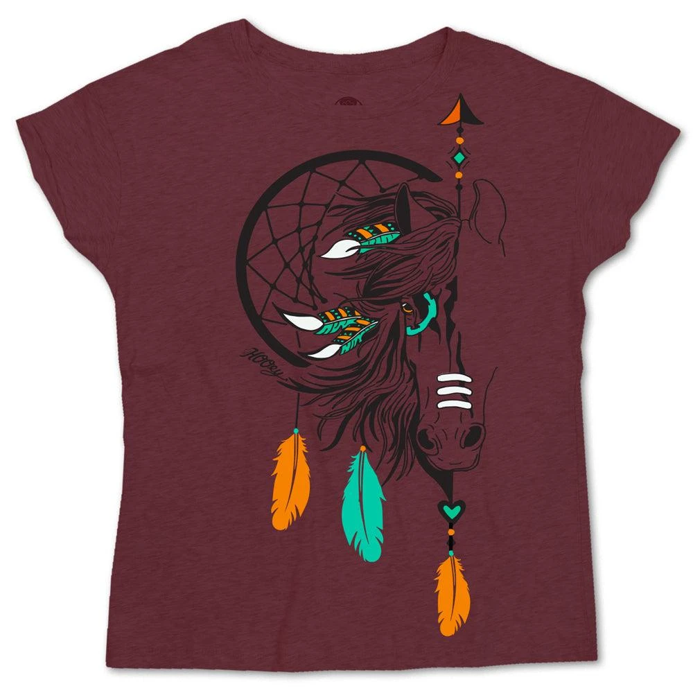HOOey "Spirit" Cranberry T-shirt W/a Horse Dreamcatcher 3 HOOey "Spirit" Cranberry T-shirt W/a Horse Dreamcatcher