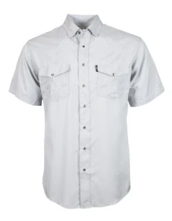 HOOey "Sol" Grey Short Sleeve Pearl Snap Shirt