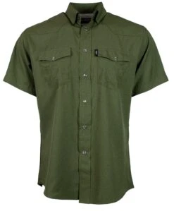 HOOey "Sol" Olive Short Sleeve Pearl Snap Shirt