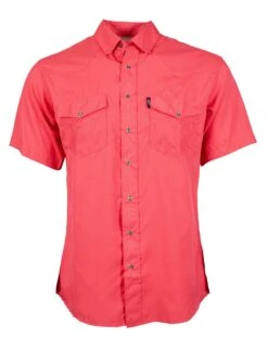HOOey "Sol" Watermelon Short Sleeve Pearl Snap Shirt