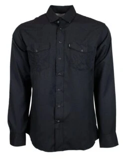 HOOey "Sol" Black Long Sleeve Pearl Snap Shirt