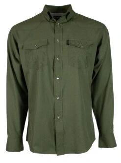 HOOey "Sol" Olive Long Sleeve Pearl Snap Shirt