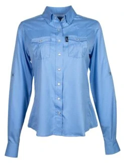 HOOey "Sol" Ladies Sky Blue Long Sleeve Pearl Snap Shirt