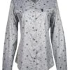 HOOey "Sol" Ladies Grey Stars Long Sleeve Pearl Snap Shirt -HOOey Shop HT1614GY