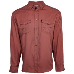 HOOey "Sol" Marsala Long Sleeve Pearl Snap Shirt