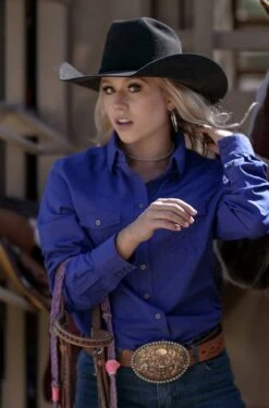 HOOey New! "Sol Competition" Ladies Royal Long Sleeve -HOOey Shop HT1664BL Spring2023 Jordan 18