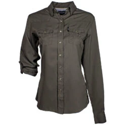 HOOey "Sol" Ladies Dark Grey Long Sleeve Pearl Snap Shirt