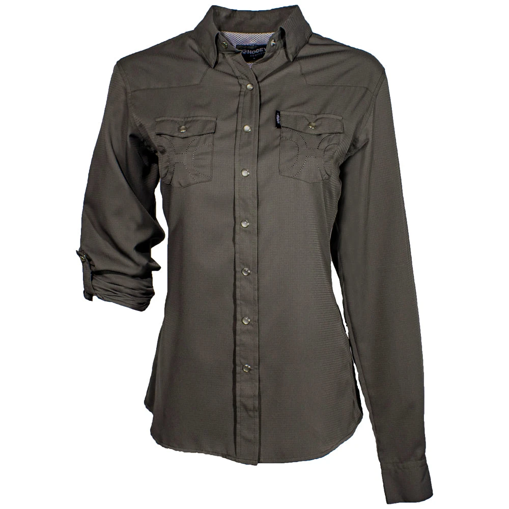 HOOey "Sol" Ladies Dark Grey Long Sleeve Pearl Snap Shirt 3 HOOey "Sol" Ladies Dark Grey Long Sleeve Pearl Snap Shirt