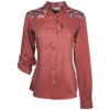 HOOey "Sol" Ladies Marsala W/Floral Pattern Detailing Long Sleeve Pearl Snap Shirt 2 HOOey "Sol" Ladies Marsala W/Floral Pattern Detailing Long Sleeve Pearl Snap Shirt -HOOey Shop HT1667OR front