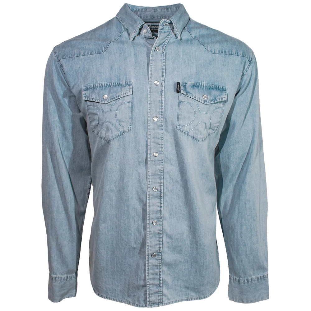 HOOey Men's Chambray Denim Long Sleeve Shirt 3 HOOey Men's Chambray Denim Long Sleeve Shirt