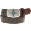 "Dakota" Original Hooey Ladies Belt Brown/Turquoise W/Aztec -HOOey Shop HWBLT010 FRONT