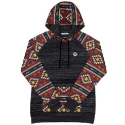 HOOey "Summit" Charcoal W/Aztec Pattern Hoody