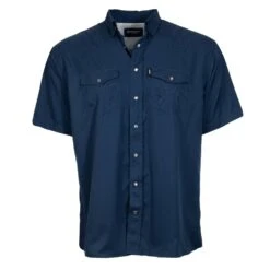 HOOey "Sol" Navy Short Sleeve Pearl Snap Shirt