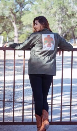 HOOey "Ladies Military Jacket" Green With Logo -HOOey Shop IMG 5667