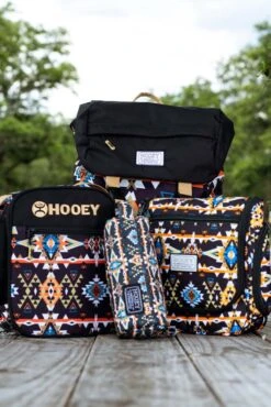 "Topper" Hooey Backpack Black/Orange Aztec Pattern W/Black & Mustard Accents -HOOey Shop IMG 9045