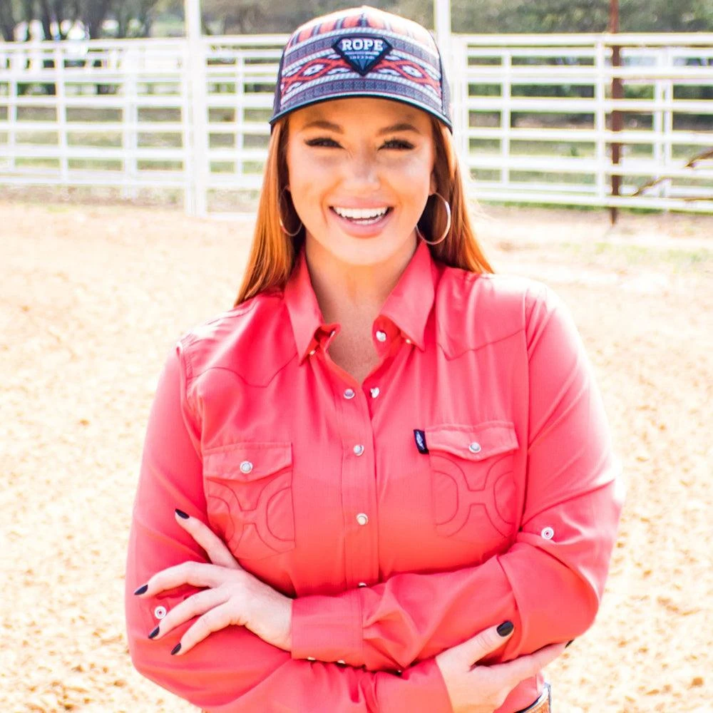 HOOey "Sol" Ladies Watermelon Long Sleeve Pearl Snap Shirt 8 HOOey "Sol" Ladies Watermelon Long Sleeve Pearl Snap Shirt - Image 6