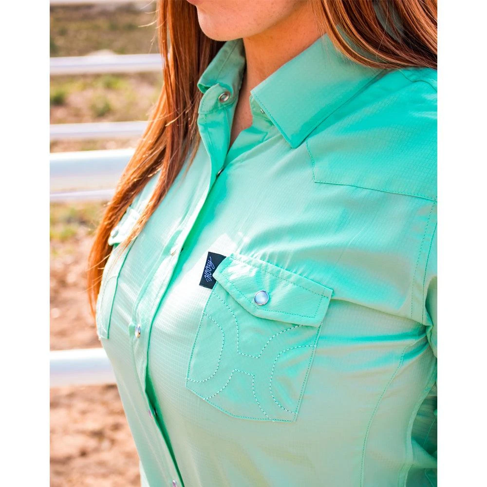HOOey "Sol" Ladies Sea Foam Long Sleeve Pearl Snap Shirt 4 HOOey "Sol" Ladies Sea Foam Long Sleeve Pearl Snap Shirt - Image 2