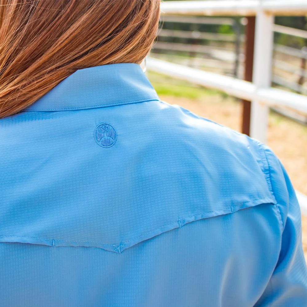 HOOey "Sol" Ladies Sky Blue Long Sleeve Pearl Snap Shirt 7 HOOey "Sol" Ladies Sky Blue Long Sleeve Pearl Snap Shirt - Image 5