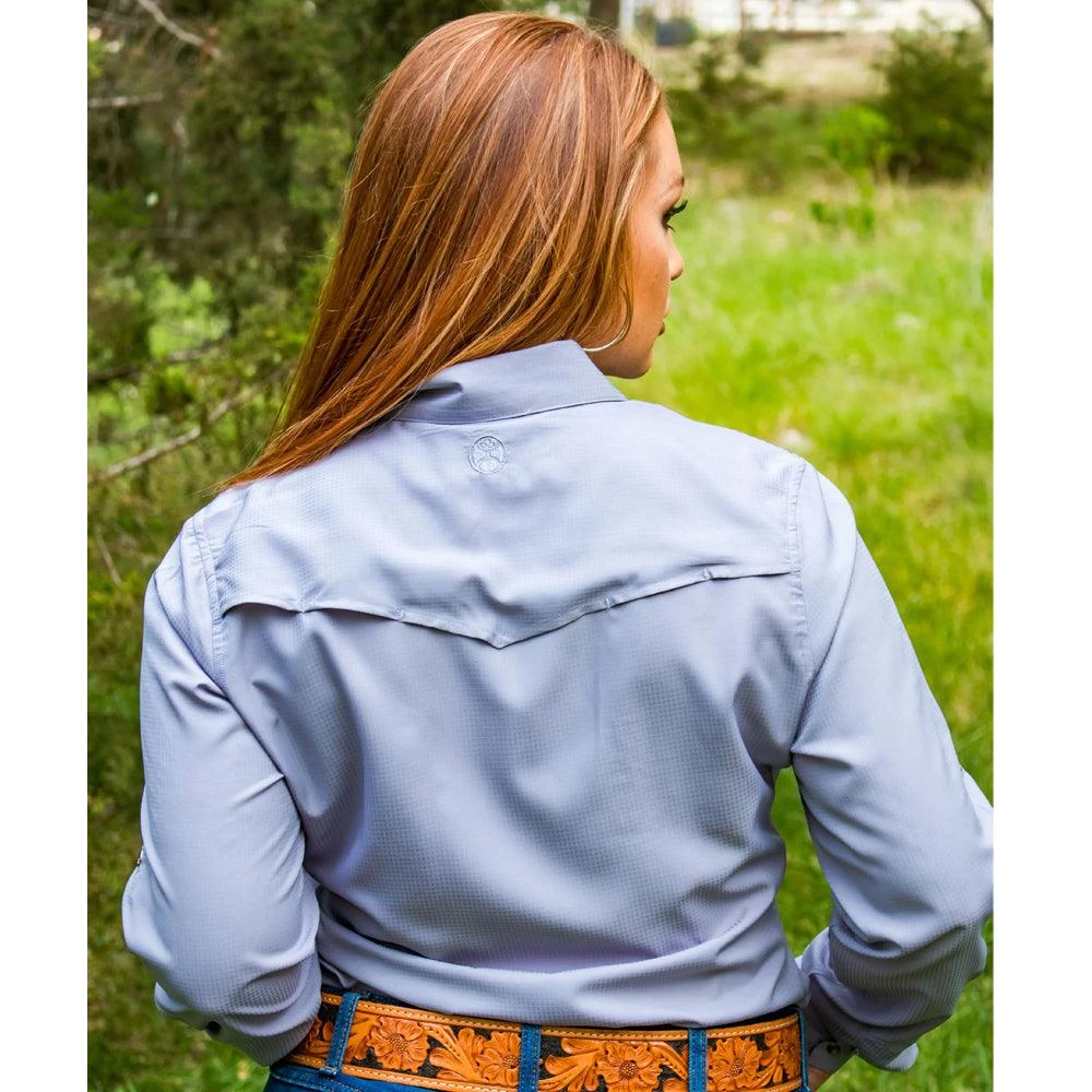 HOOey "Sol" Ladies Violet Long Sleeve Pearl Snap Shirt 4 HOOey "Sol" Ladies Violet Long Sleeve Pearl Snap Shirt - Image 2