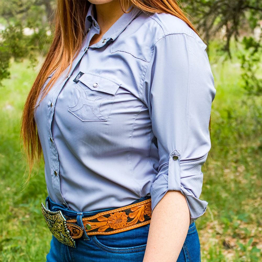 HOOey "Sol" Ladies Violet Long Sleeve Pearl Snap Shirt 7 HOOey "Sol" Ladies Violet Long Sleeve Pearl Snap Shirt - Image 5